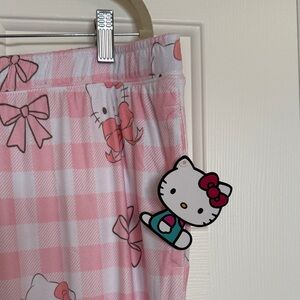 Hello Kitty Pink Gingham Sleep Pants with Bow Print Size XL, side pockets.